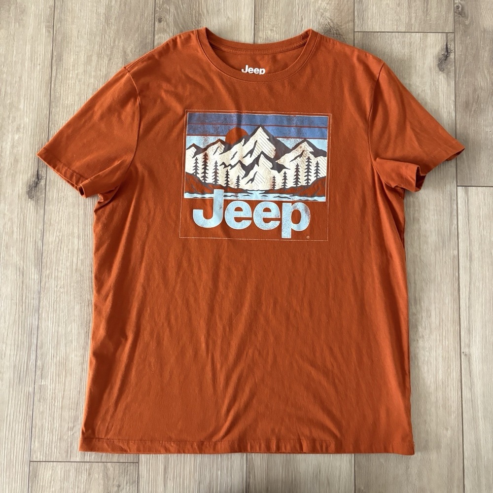 Jeep Outdoor Nature Graphic Logo Orange Men's Regular Short Sleeve T-Shirt Large